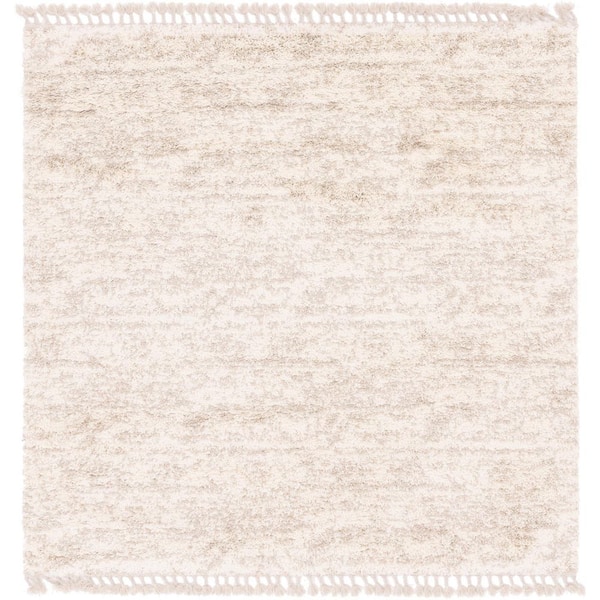 Hygge Shag Misty Ivory 8 ft. x 8 ft. Square Rug