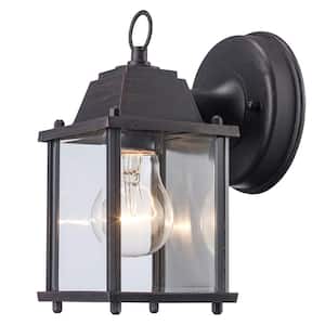 Patrician 1-Light Rust Outdoor Wall Light Fixture with Clear Glass