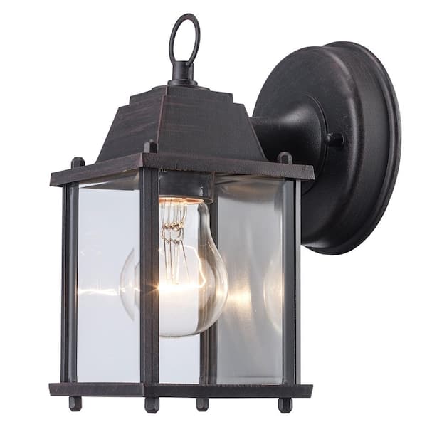 Bel Air Lighting Patrician 1-Light Rust Outdoor Wall Light Fixture with Clear Glass