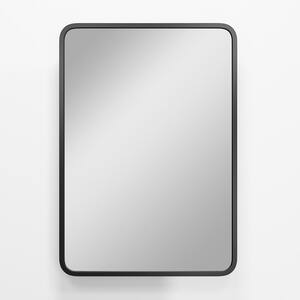 20 in. W x 28 in. H Rectangular Metal Recessed/Surface Mount Medicine Cabinet with Mirror in Black