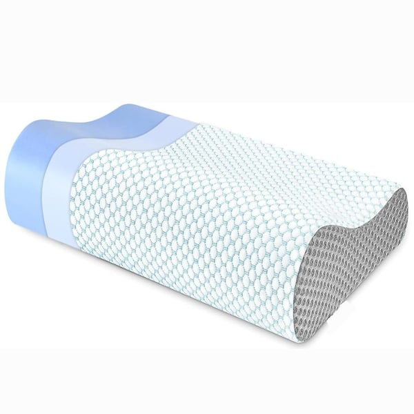 Memory Foam Pillows Bed Pillow for Sleeping, Cervical Pillow for Neck and Shoulder Pain Relief,Blue&Grey