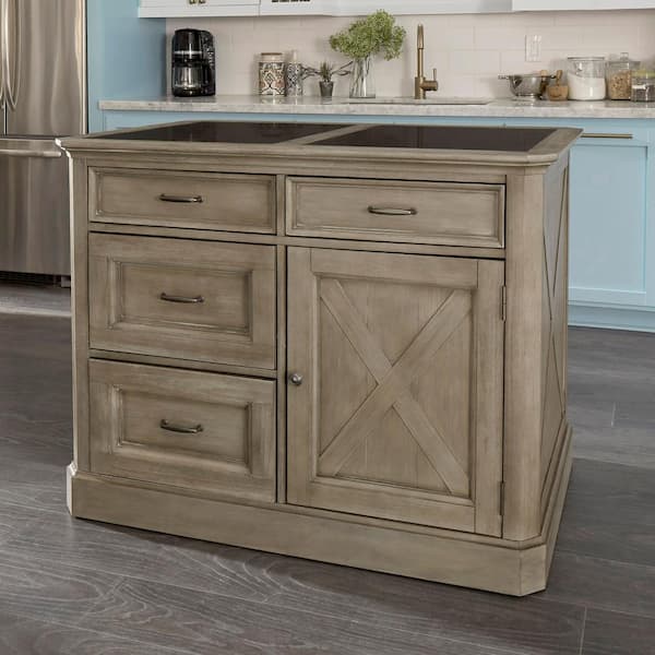 HOMESTYLES Mountain Lodge Gray Kitchen Island with Granite Top