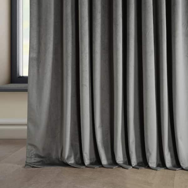 luxury American flannel grey thick velvet cloth blackout curtain drape C918