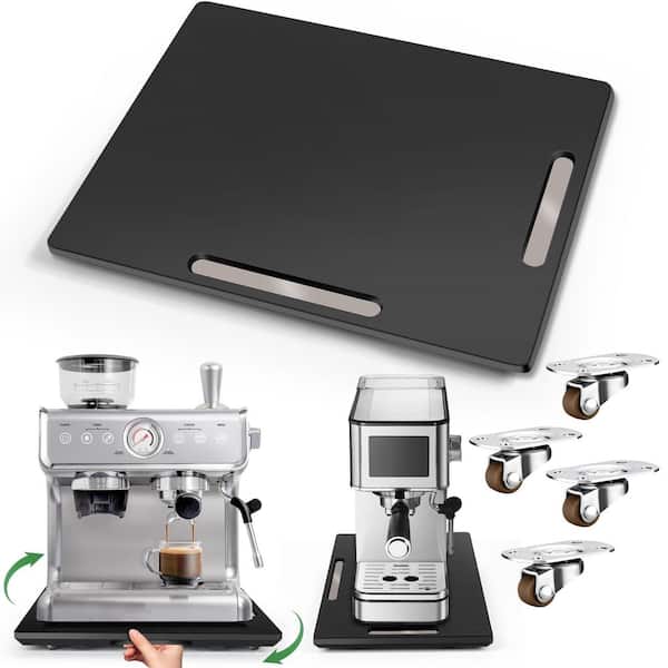 16 in. W x 1.14 in. H x 13 in. D Black 360° Rolling Sliding Tray for Coffee Maker Countertop, Bamboo Slider Rolling Tray