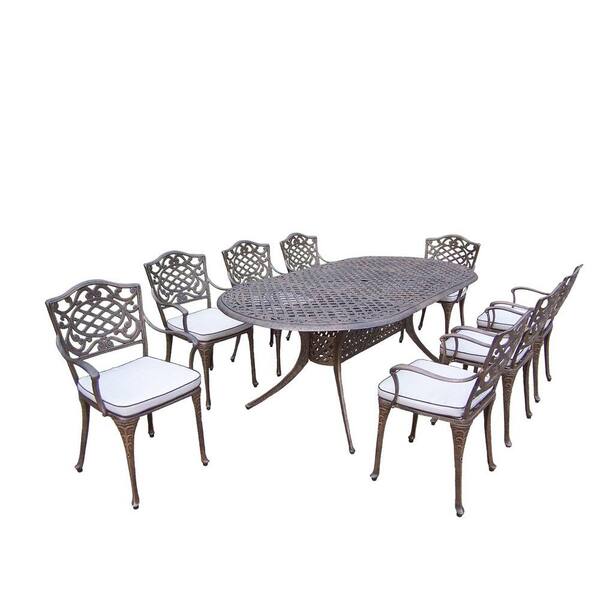 Oakland Living Mississippi 9-Piece Oval Patio Dining Set with Cushions