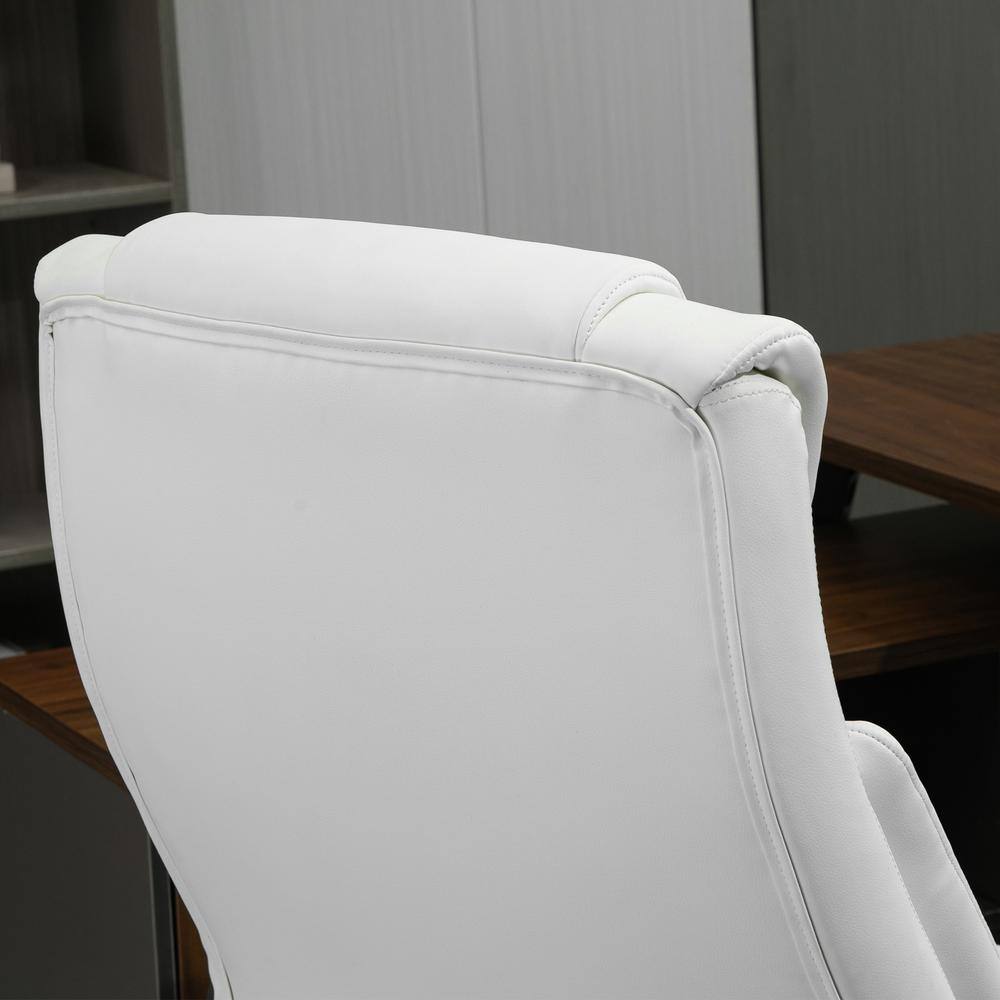 White Faux Leather High Back Executive Swivel Office Chair