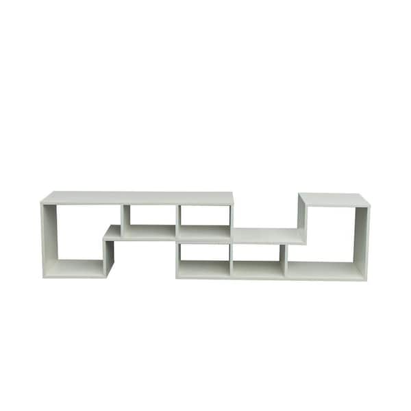 Unbranded 41.34 in. White Double L-Shaped TV Stand Fits TV's up to 50 in. with Display Shelf and Bookcase