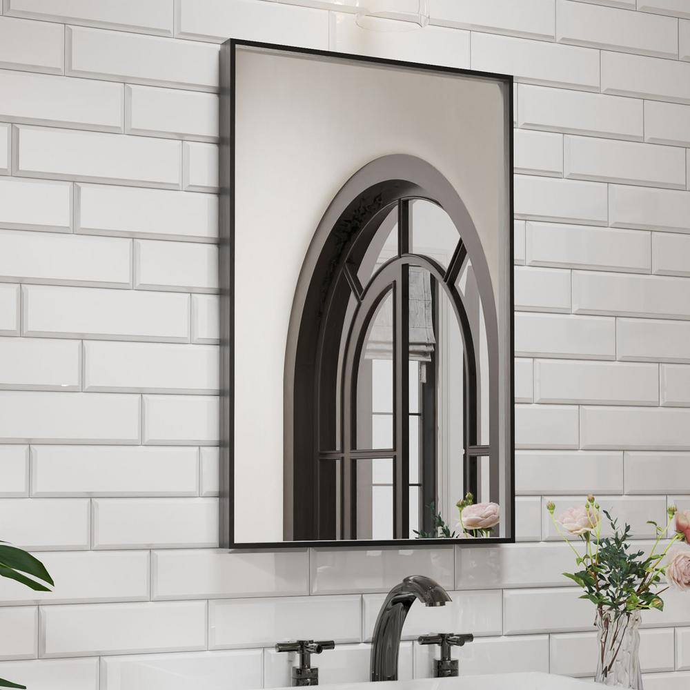 24" x 36" Black Metal Framed Rectangular Vanity Mirror