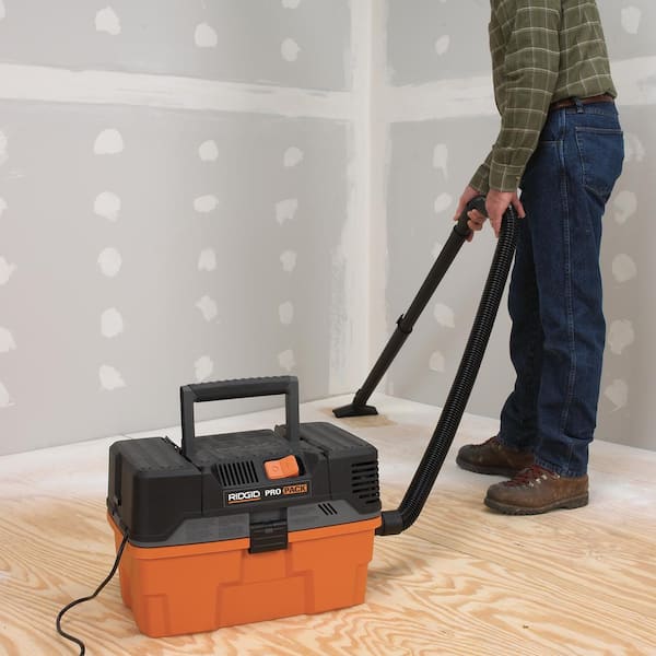 RIDGID - 4.5 Gallon 5.0 Peak HP ProPack Shop Vacuum Wet Dry Vac with Fine Dust Filter, Expandable Locking Hose and Accessories