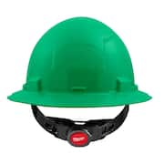 BOLT Green Type 1 Class E Full Brim Non-Vented Hard Hat with 4 Point Ratcheting Suspension