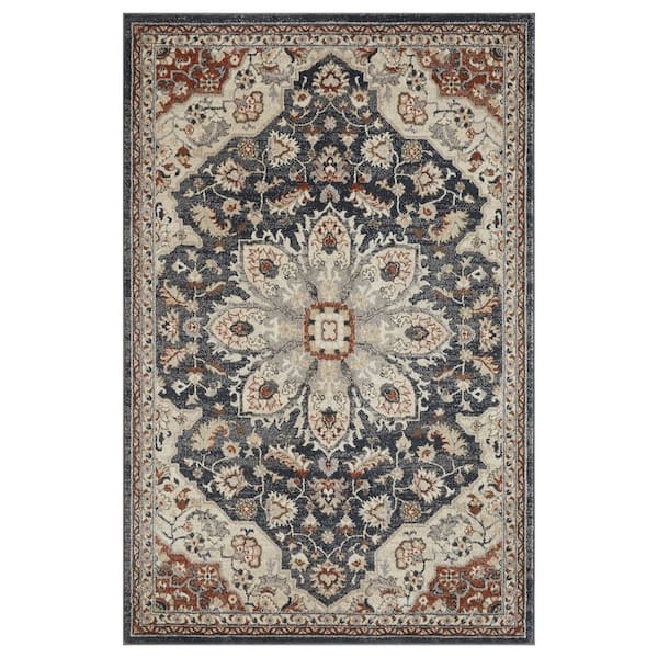 Malanie Charler Blue 4 ft. x 6 ft. Geometric Polypropylene Indoor Area Rug