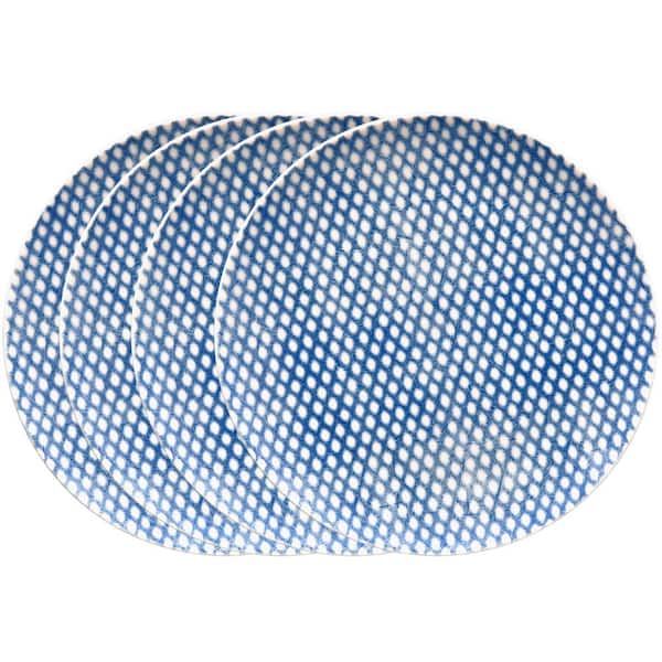 Noritake Blue Hammock 9.5 in. (Blue) Porcelain Dots Coupe Salad Plates, (Set of 4)