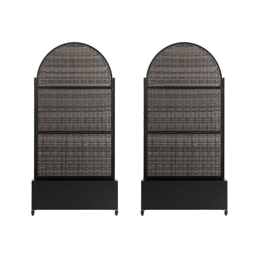 70.8 in. H × 35.4 in. W Black Arched Privacy Metal Garden Fence Screen Panels with Planter Box（2-Pack） price history on PriceWatchPro