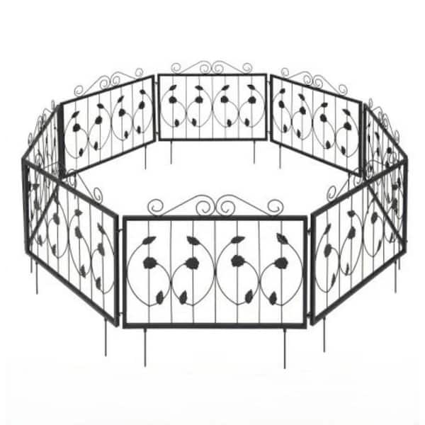 Oyezvary 15.3 ft. L x 23.5 in. H Metal Decorative Garden Fence, 8x Rustproof Fencing Animal Barrier Flexible Shape Adjustments