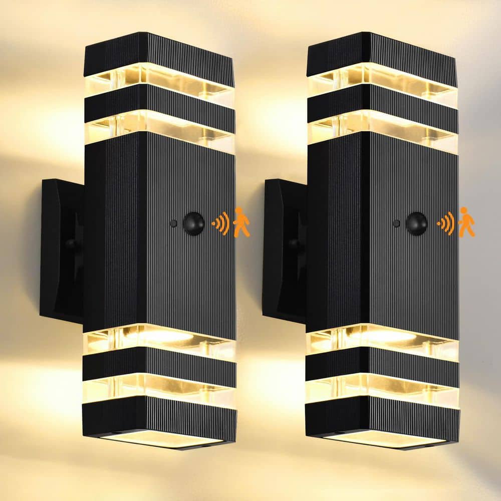 Outdoor Wall Light 7W 3000K 600 Lumen 120° Black Motion Sensing Dusk to Dawn LED Flood Light 2 Pack price history on PriceWatchPro