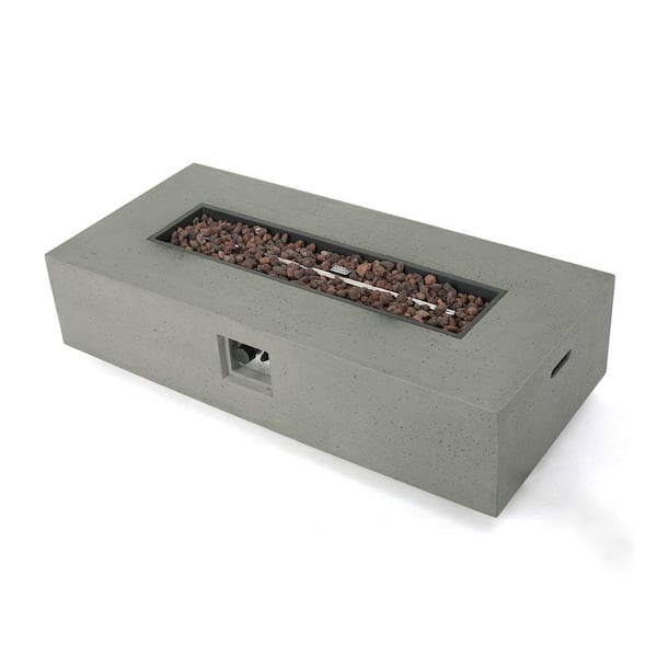Aidan 56 in. x 15.00 in Rectangular MGO Gas Outdoor Patio Fire Pit Table in Light Grey - 50,000 BTU with Tank Holder