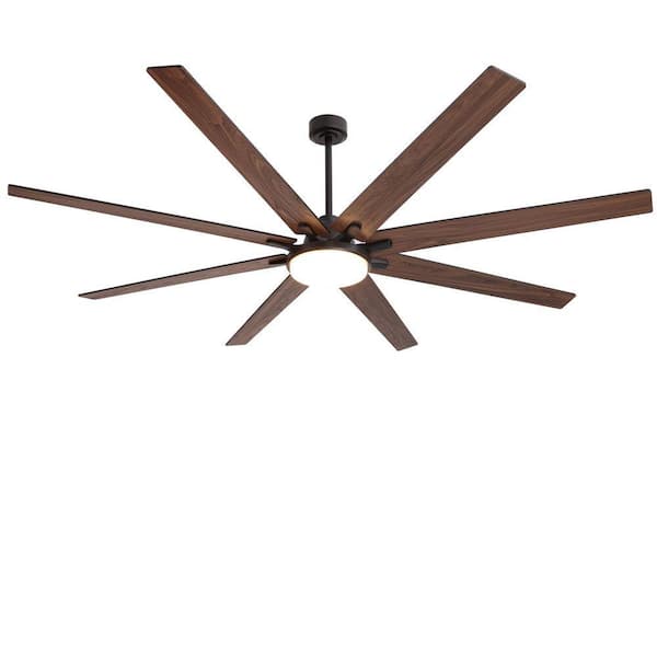 84 in. Indoor Black Downrod Mount Ceiling Fan with Integrated LED with Remote Control Included