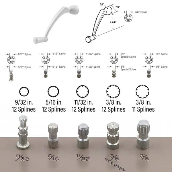 Prime-Line Pella Crank Handle, White, 3/8 in. Special Deep Spline