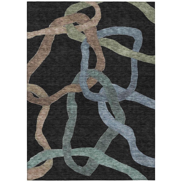 Chantille Machine Washable Indoor/Outdoor Abstract ACN2394 Black 5 ft. x 7 ft. 6 in. Area Rug