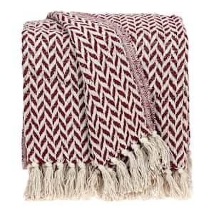 Sara Transitional Burgundy 52 in. x 67 in. WOVEN HANDLOOM Throw Blanket