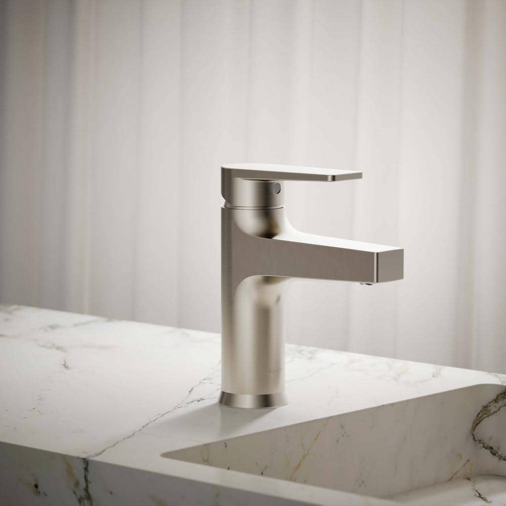 Taut Transitional Single-Handle Low-Arc Faucet in Vibrant Brushed Nickel