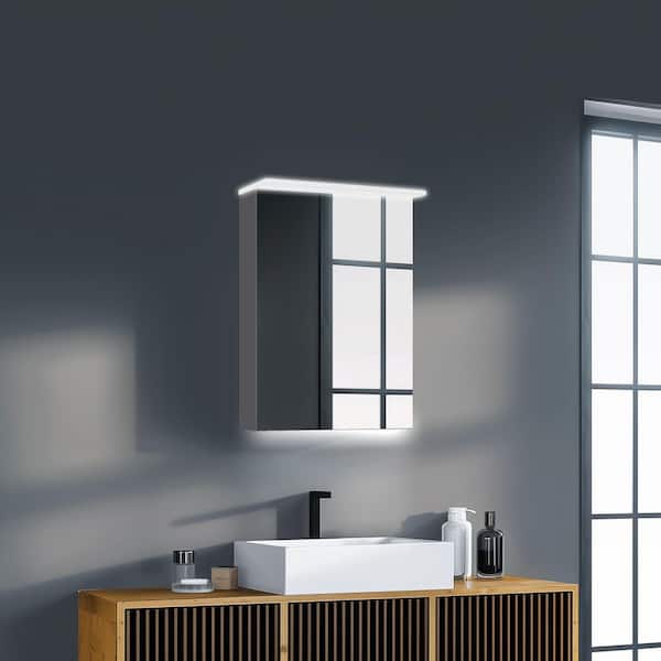 20 in. W x 28 in. H Rectangular Aluminum LED Medicine Cabinet with Mirror and USB Charger