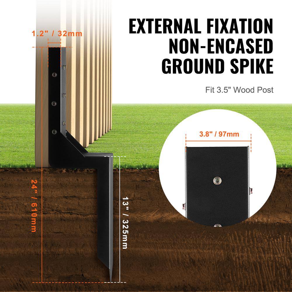 Heavy Duty Black Steel Fence Post Anchor Repair Kit, 4 Pack