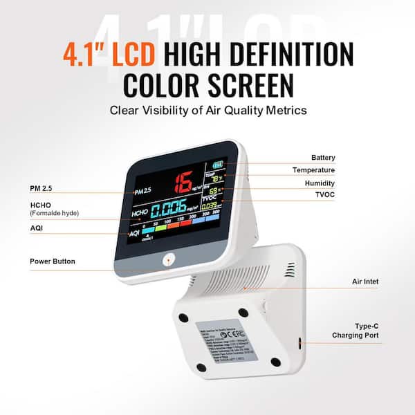 SKYSHALO Mini Air Quality Monitor 8-IN-1 Professional PM2. 5 PM10