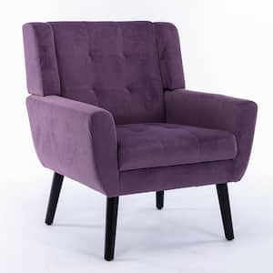 Purple Velvet Upholstered Accent Arm Chair (Set of 1)
