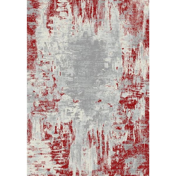 Actual Size 5'2'' x 7'4'' Red Bordered Modern Area Rug Square Floral Carpet 
