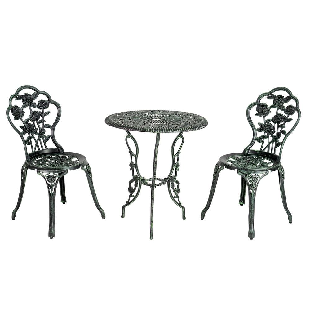 Patio Premier Verdigris 3-Piece Cast Aluminum Outdoor Rose Garden ...