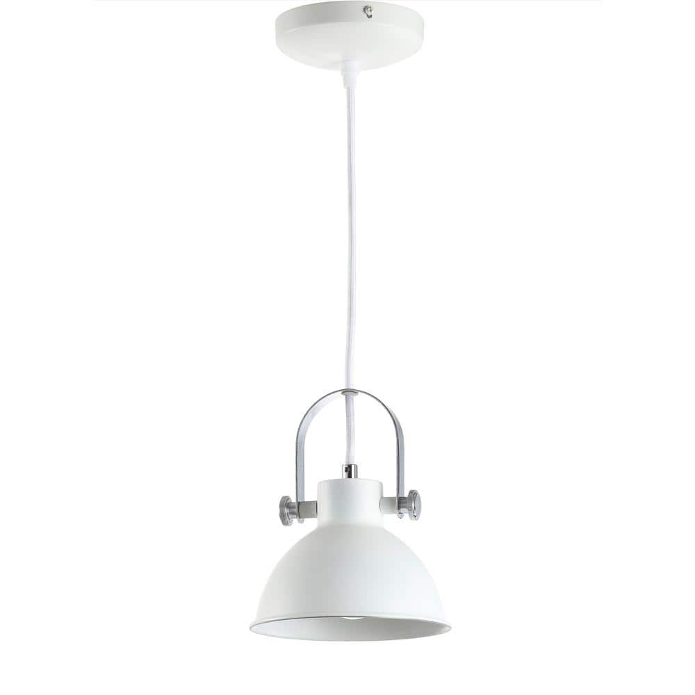 Contemporary White Adjustable LED Pendant Light, 82'' Height