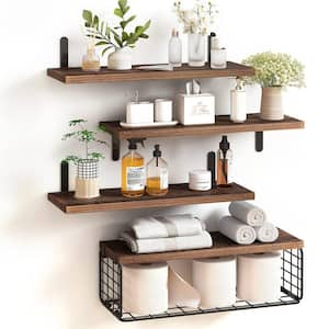 Farmhouse-Style White Washed & Brown Wood Spice Rack