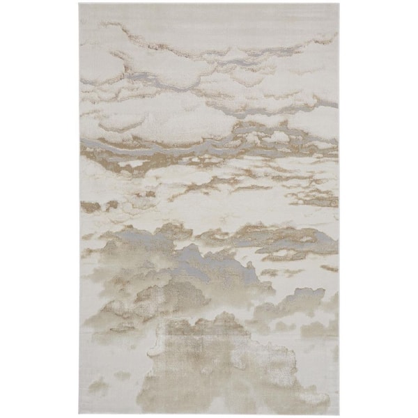HomeRoots 8 ft. x 10 ft. Gray and Ivory Abstract Area Rug