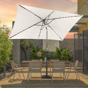 10 ft. x 6.5 ft. LED Outdoor Umbrellas Patio Market Table Outside Umbrellas Nonfading Canopy and Sturdy Ribs in Ivory