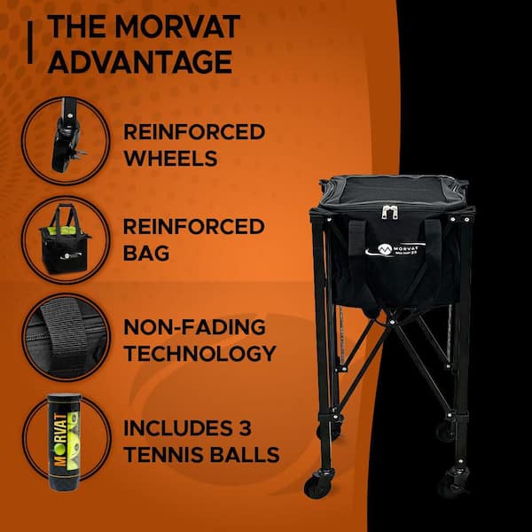 Heavy-Duty 165 Tennis Ball Cart with Bag, 3-Balls and Carry Bag