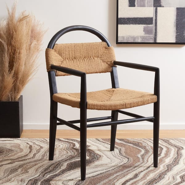 SAFAVIEH Farley Black/Natural 25.59 in. Wood Dining Chair