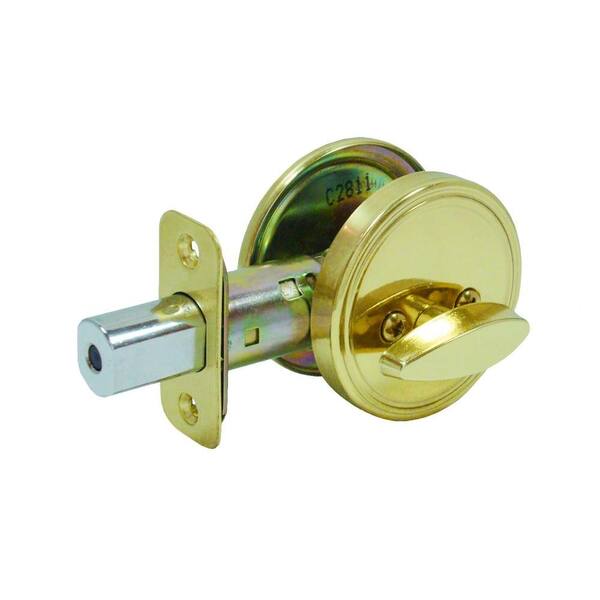 Faultless Single Sided Polished Brass Deadbolt with Outside Plate