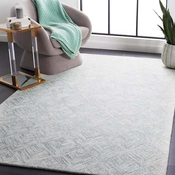 Abstract Gray/Turquoise 6 ft. x 9 ft. Marle Diamond Chevron Area Rug