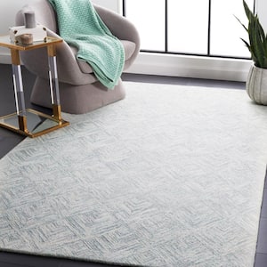 Abstract Gray/Turquoise 6 ft. x 6 ft. Marle Diamond Chevron Square Area Rug
