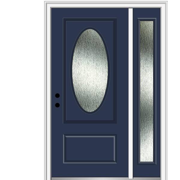MMI Door 48 in. x 80 in. Right-Hand Inswing Rain Glass Naval Fiberglass Prehung Front Door on 4-9/16 in. Frame