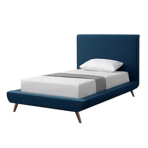 Inspired Home Samuele Navy Twin Size Platform Bed Upholstered