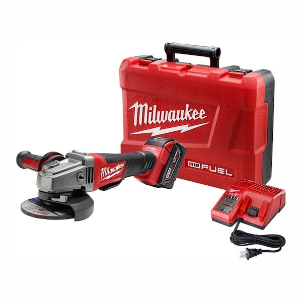M18 FUEL 18-Volt 4-1/2 in./5 in. Lithium-Ion Brushless Cordless Grinder with Paddle Switch with Grease Gun M18 FUEL 18-Volt 4-1/2 in./5 in. Lithium-Ion Brushless Cordless Grinder with Paddle Switch with Grease Gun