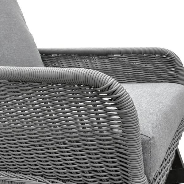 Gray Wicker Contemporary Outdoor Rocking Chair with Soft. Gray