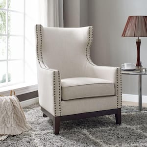 Roswell 18 in. Beige Linen Accent Chair