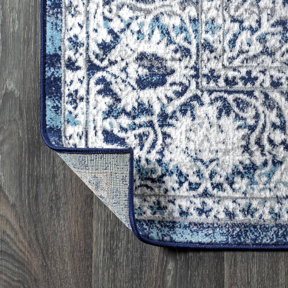 Navy and Light Grey Persian-Style Synthetic Area Rug