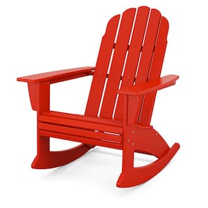 Vineyard Curveback Sunset Red HDPE Plastic Adirondack Outdoor Rocking Chair