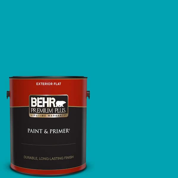 BEHR PREMIUM PLUS 1 gal. #510B-6 Blue Jewel Flat Exterior Paint & Primer