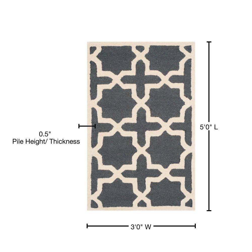 Hand-tufted Cambridge Dark Grey & Ivory Wool 3' x 5' Rug
