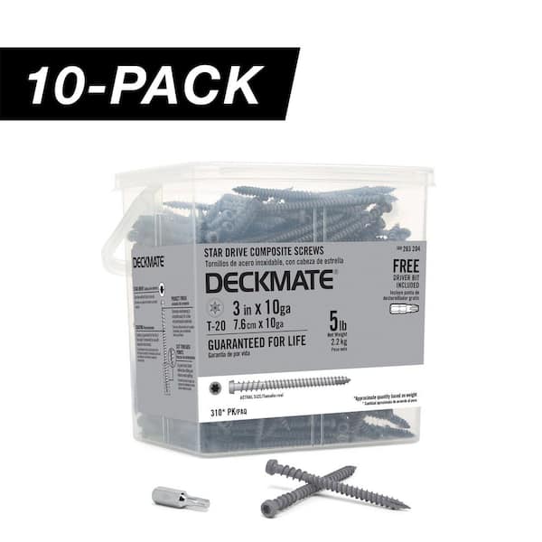 10-Pack #10 x 3 in. Gray Star Drive Pan-Head Composite Deck Screws (50 lb. / 3,100-Piece)